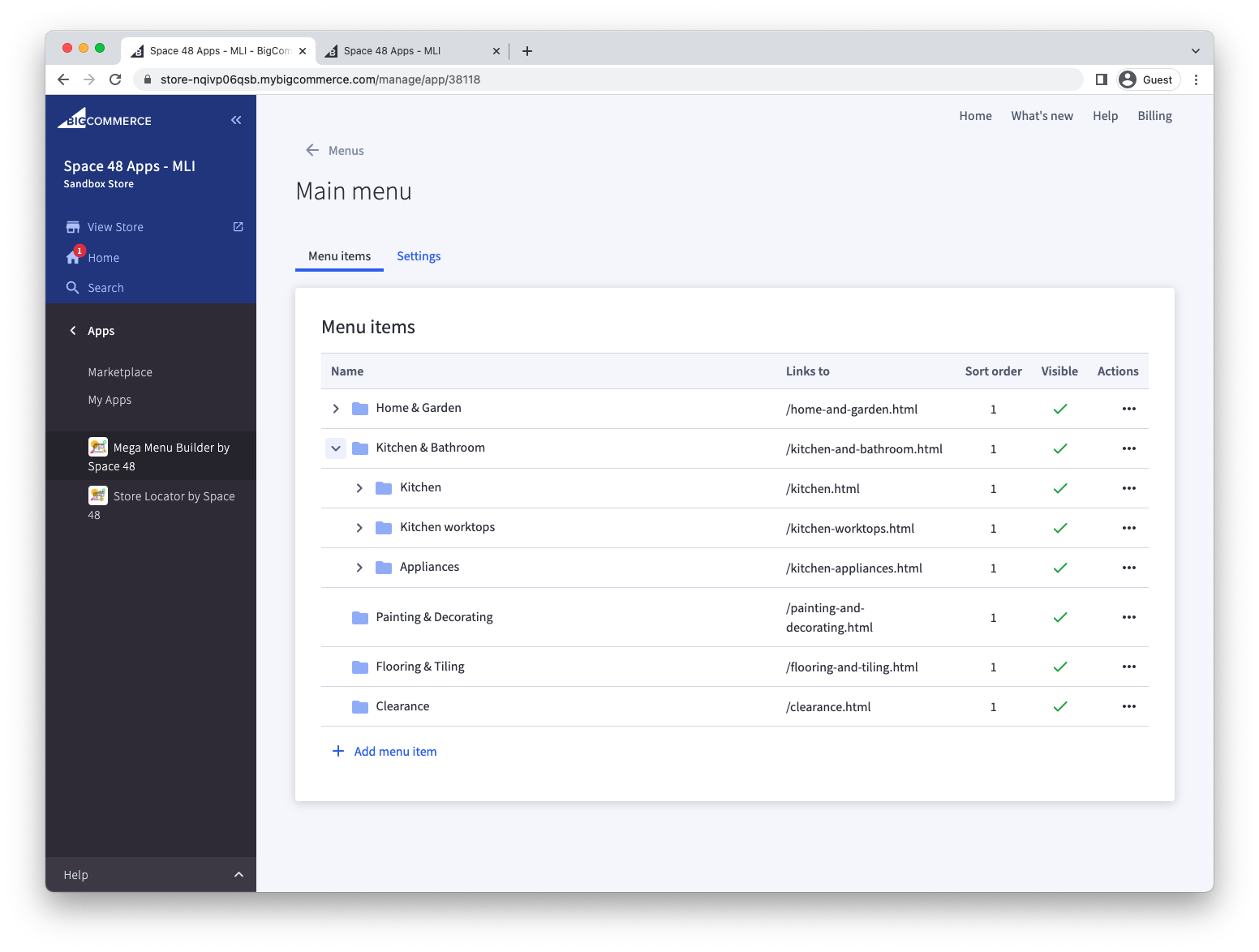Mega Menu widget styling controls in Page Builder