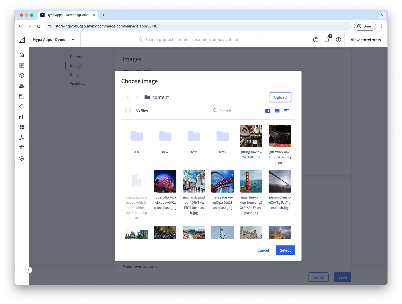 Menu item image displayed in the storefront navigation